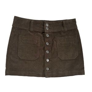 Free People We The Free Joanie Green Corduroy Button Front Mini Skirt Retro 26/S